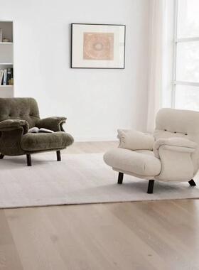 奶油风人沙发中古风可小睡可躺休型55675闲沙发椅户单家用高脚懒