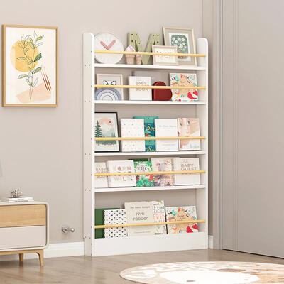 实薄木书架纳门后儿童绘本架置CWH物架过道收柜白靠色壁挂窄柜墙