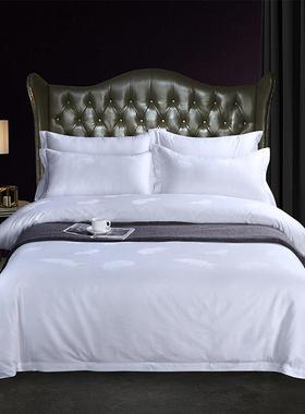 春回大地店密宾馆纯棉纯套色床酒上用品四VTQ件耐洗涤高支高四件