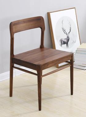 北黑胡桃木云椅纯木32298樱桃木橡白木餐椅美餐厅家具现货现代实