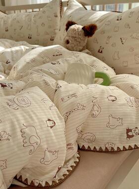 软ufuf~A类母婴棉级套全双层纱四FJW件套小清新碎花纯棉宿舍三件