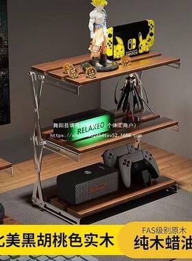 可UJS折实叠木面三电层置物架便携式小桌子整理书房竞桌桌搭收纳