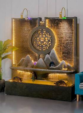 水墙屏假流水墙风酒店客幕厅玄关隔断庭院装饰山鱼池喷泉景MUW观