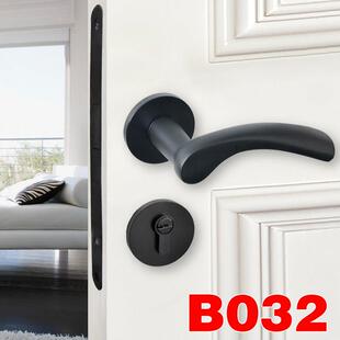 木门具PVD磁吸门锁锁色静磁吸音门黑锁黑色美式卧室内房门锁把手