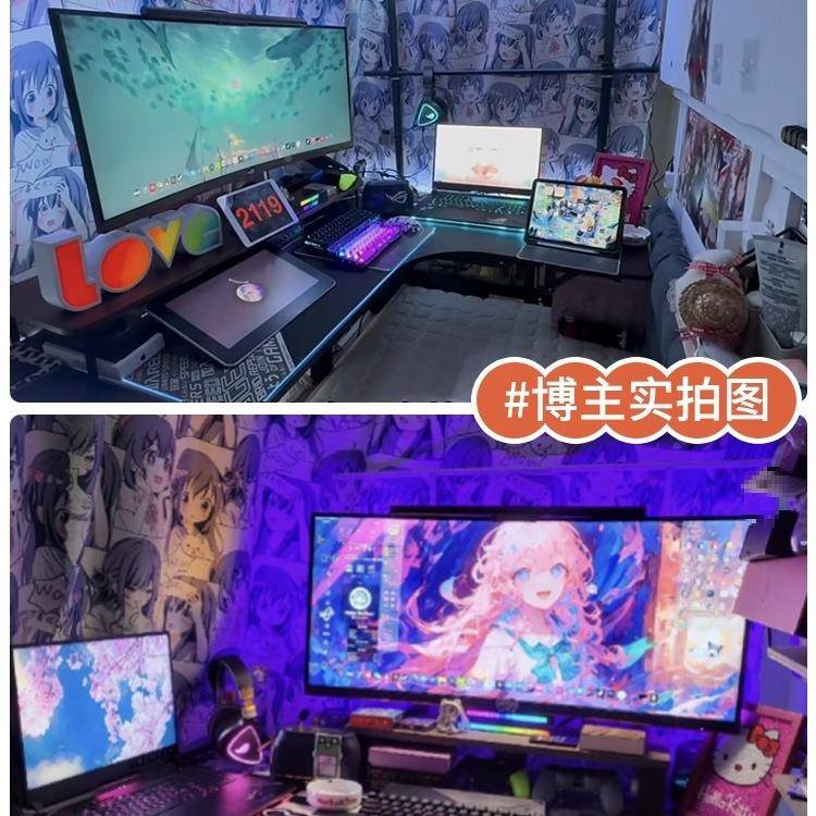 床上转角电桌脑桌舍台式学生宿书人懒简约拐角电竞ZWY办公桌子可