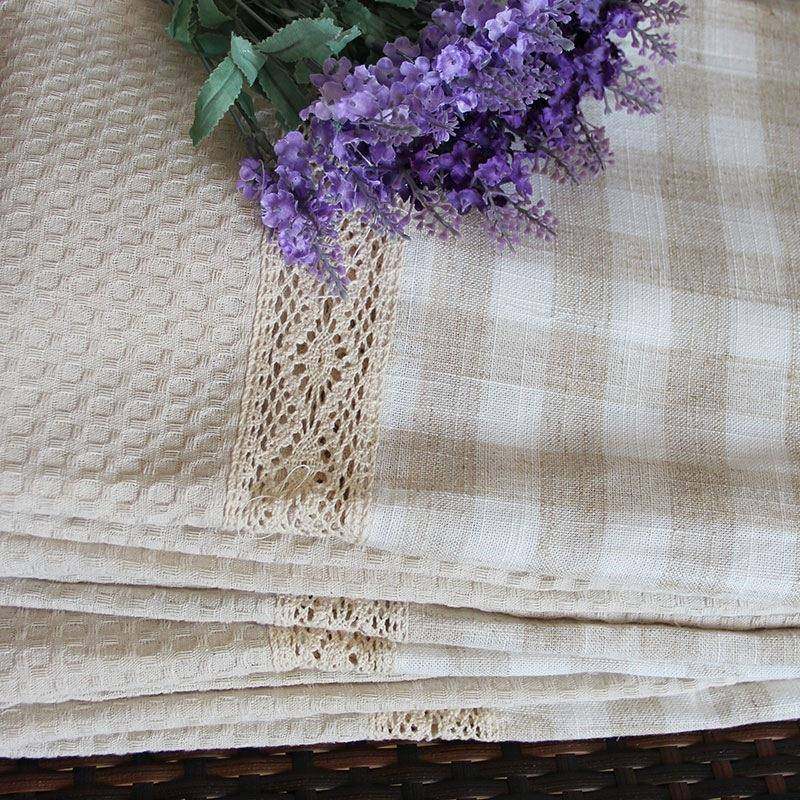 美式简约阳麻格图案遮拼工艺粗麻布卧室台客接厅MNU光窗帘