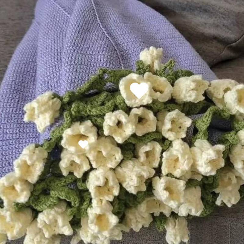 玫瑰花束毯子手工编织材料包毛线团钩织花朵毛毯铃兰花毯成品