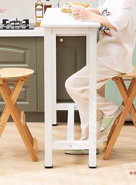 可折叠现代背高脚凳家用加高酒吧厚子客厅靠实椅木现ZRF代吧加台