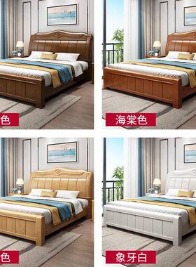新GDL中式实木家米用高箱储物单人双人中式实5木床1.米木1.8主卧