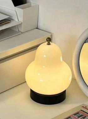 中古式奶油夜梨子台灯卧室床头书房客充电触摸便携厅86265法氛围