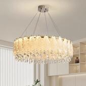 法轻形奢海19580浪造型水晶圈吊圈式 灯客厅大厅主灯圆新款 卧室方