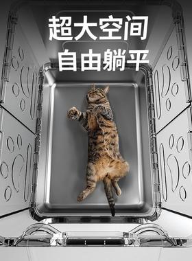 锈猫盆UUQ全封闭猫砂盆超大号防外溅翻砂盖式猫沙盆防臭猫不钢厕