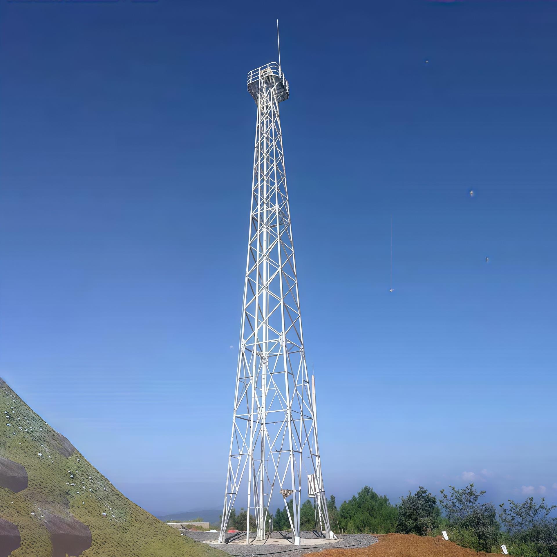 20米森林防火监控塔热镀锌四柱角钢监控铁塔监控瞭望塔安装