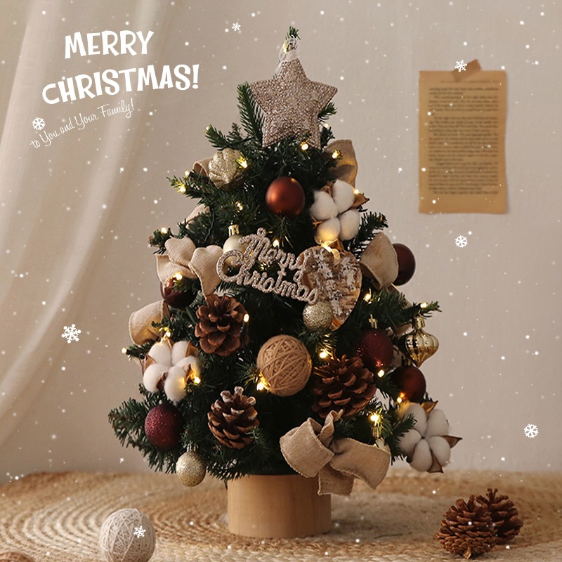 圣诞树家用装饰品小型摆件小套餐圣诞树家用仿真迷你带灯桌面