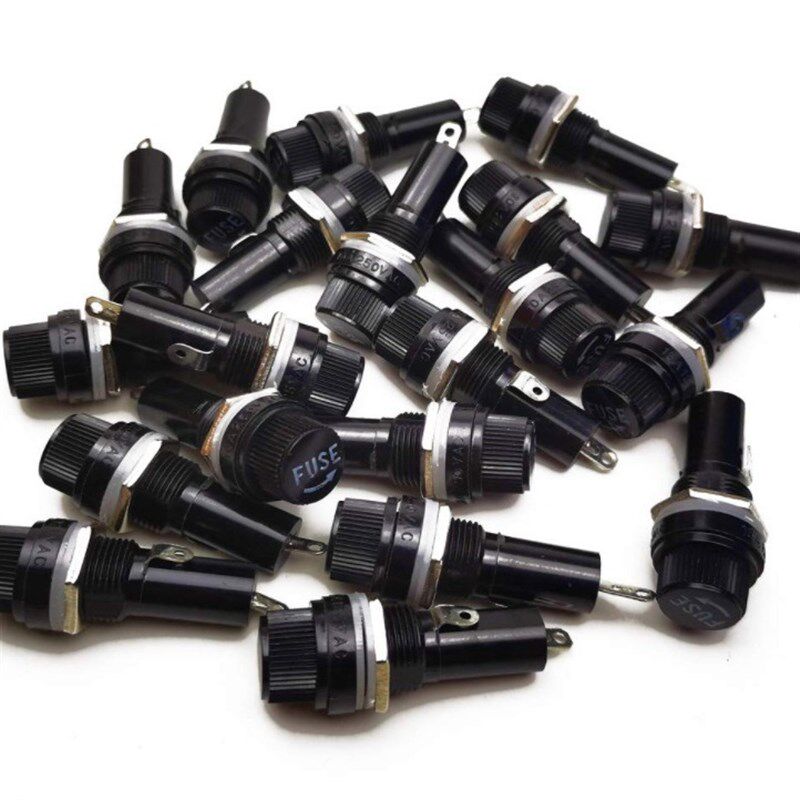 20件6X30 250V10A125V15A黑色电气面板安装螺丝盖保险丝支架插座