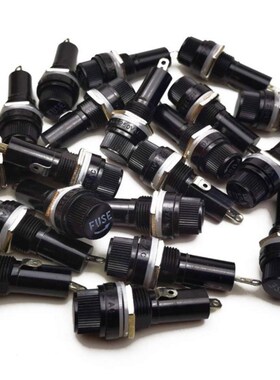 20件6X30 250V10A125V15A黑色电气面板安装螺丝盖保险丝支架插座