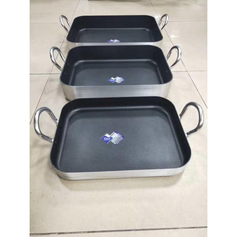 易厨乐40*30cm长方形不沾锅 双耳加厚平底煎鱼专用盘大号烤火鸡盘