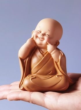 禅意智慧小和尚摆件古风佛系可E厅书房桌面装饰品创意祝送礼