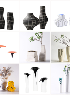 北欧轻奢陶瓷桌面摆件样板间售楼处客厅餐厅T书房装饰品摆放
