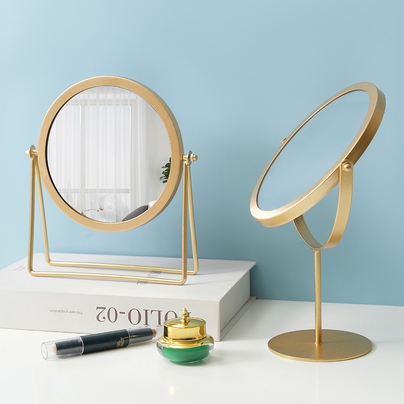 is风梳妆台小型镜子办公室桌面可立台式梳妆镜家用学.生宿舍化妆