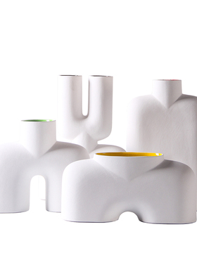 极居几何创意陶瓷插花器样板间酒店卧室客厅X桌面装饰花瓶