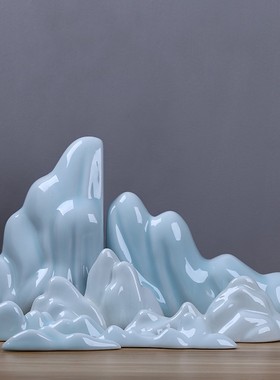 新中式创意枯景观日式禅意陶艺摆件陶瓷假山茶室软.装饰品摆设