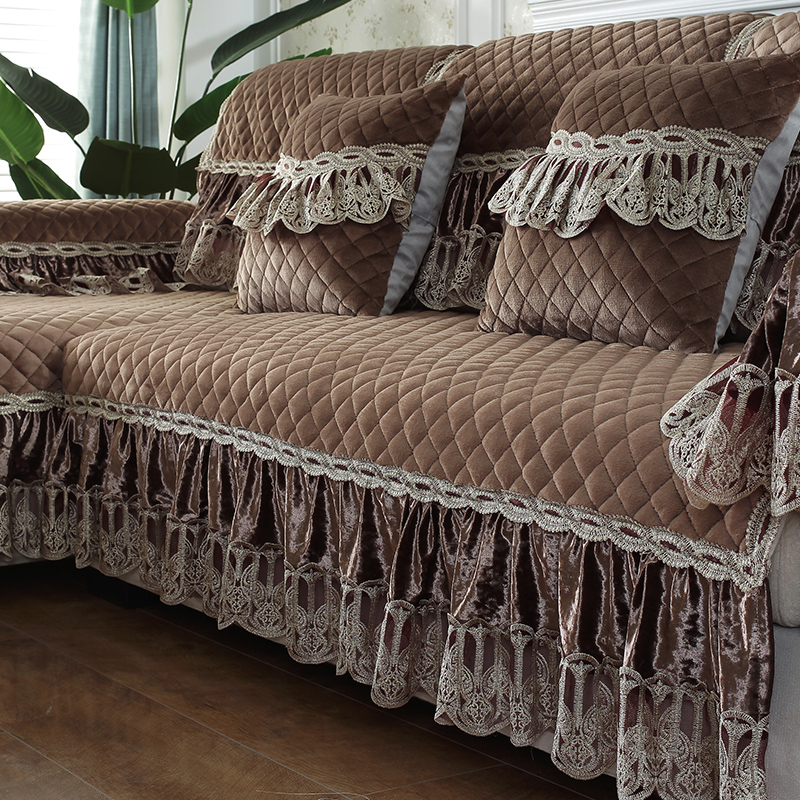 欧式沙发垫冬季防滑加厚毛绒坐垫子客F厅高档贵妃全包沙发套罩定