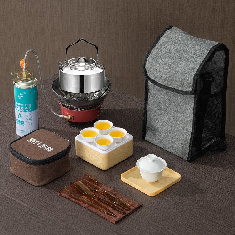 户外旅行茶具套装泡茶装备带烧水炉便携车载露营煮茶专用炉具收纳