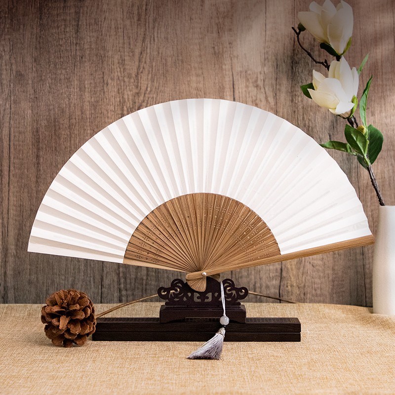 古典扇素面白纸扇工艺折扇写字绘画空白宣纸扇双面工艺扇大漆新品