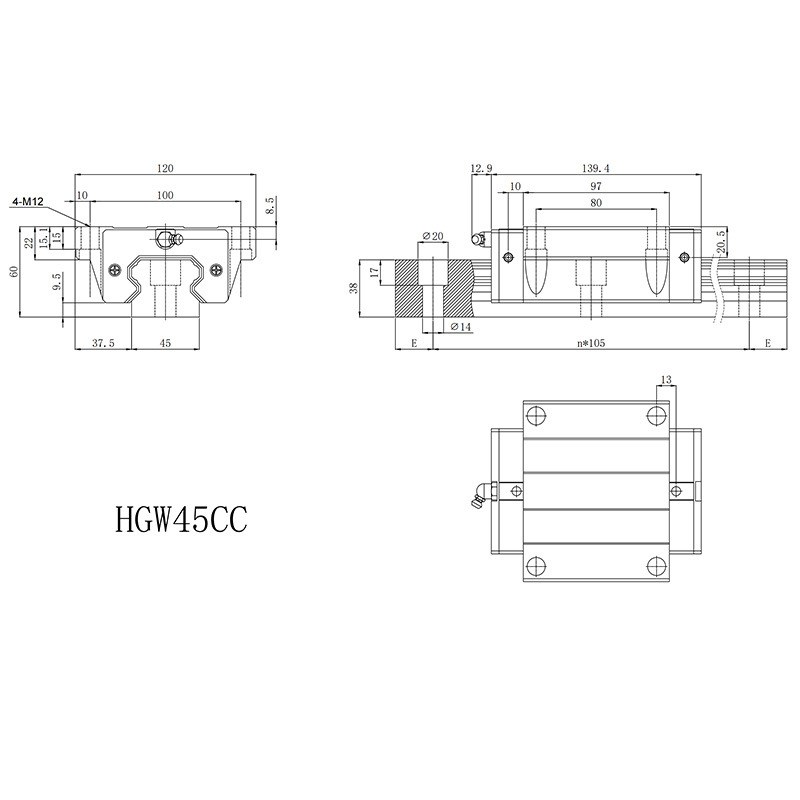 国产上银直线导轨滑块滑轨30轨道线轨hgh20ca直线轴承互换法兰25