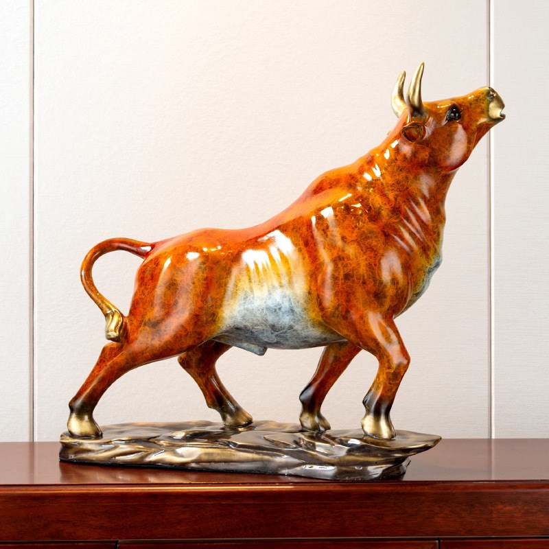 招财纯铜牛气冲天生肖牛转乾坤牛摆件商务酒柜办公室桌装饰礼品