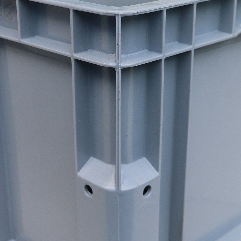 EU物流立体库周转箱塑料灰色塑胶双层底包角养鱼养龟蔬菜水果收纳