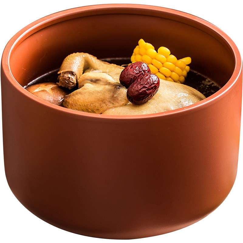 陶瓷复古农家菜炖鸡汤盅新款红陶隔水炖盅餐厅特色汤炖盅餐具