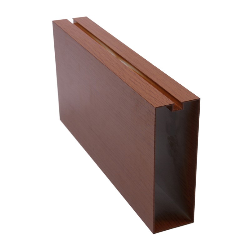 凹槽铝方通吊顶龙骨工厂铝格栅天花凹槽铝方管滚涂木纹U型铝方通