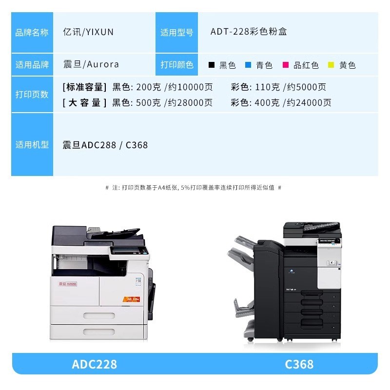适用震旦ADC288粉盒ADC368碳粉盒柯尼卡美能达C7722 C7728墨粉盒