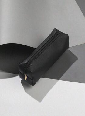 K 69554 Leather Zipper Pen Pouch 立体皮革笔袋收纳盒跨境