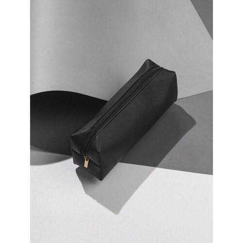 K 69554 Leather Zipper Pen Pouch 立体皮革笔袋收纳盒跨境