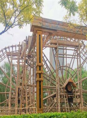 防腐木水车厂家直c806-2销大型质木机水车观景水车制作车轮电浇水