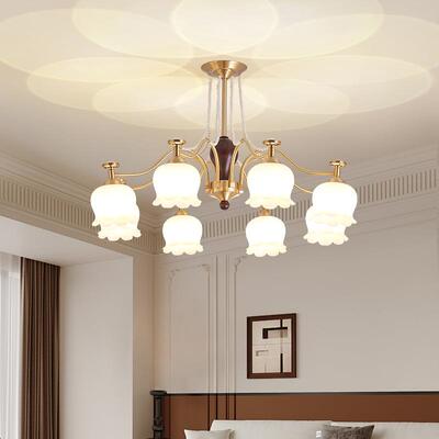 法式中古风客间厅吊铜灯全实木美54350复式餐厅灯古风设计师卧室