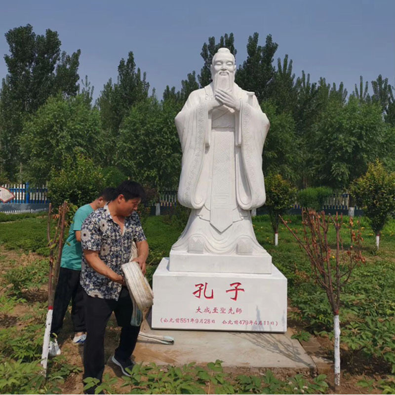 汉白玉孔子半身石雕像