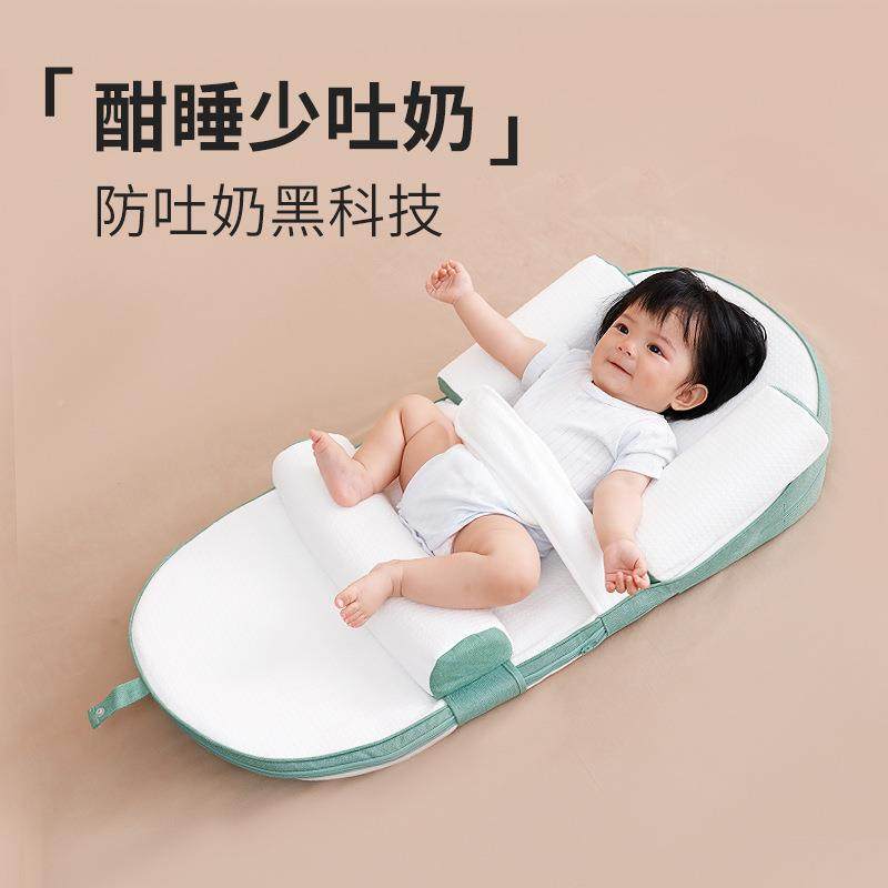 一岁婴儿防UIZ吐枕头防溢奶呛奶中宝宝护脊椎奶靠垫斜坡床垫可调