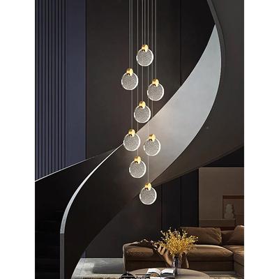 新款吊灯水晶轻奢现代146简约意复式楼创楼梯间工业风lo楼ft长梯