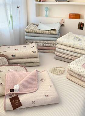 田碎花双纯棉床盖面三件园榻47253套夹棉绗缝全棉砂洗床盖榻米纯