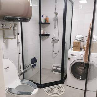 655酒工程浴房半隔断挡水玻璃门卫淋生间浴室干湿分离锈洗手台不