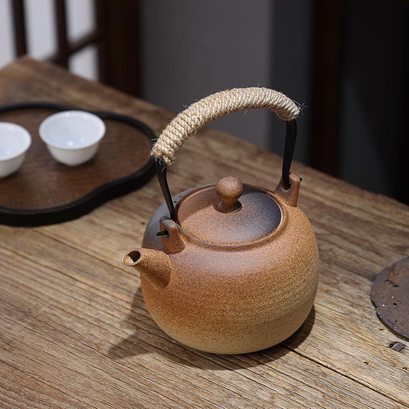 泽惠轩日式煮茶OUM陶壶壶手工窑变提梁明火户外水炭炉白泥烧壶耐