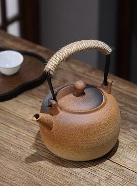 泽惠轩日式煮茶OUM陶壶壶手工窑变提梁明火户外水炭炉白泥烧壶耐