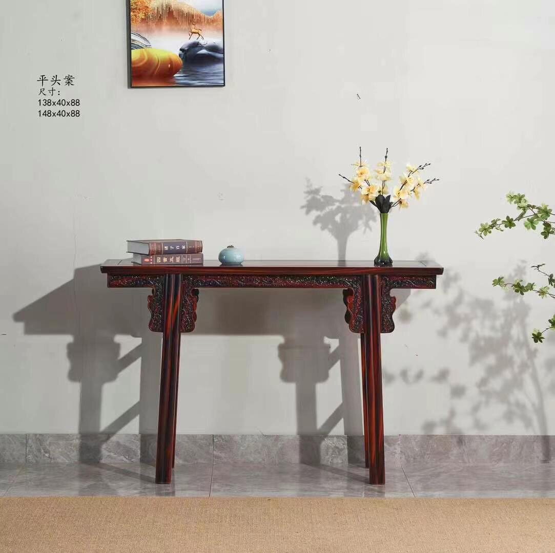 老挝大红酸枝交趾黄檀独板画案供桌玄关案条案电脑桌清式明式