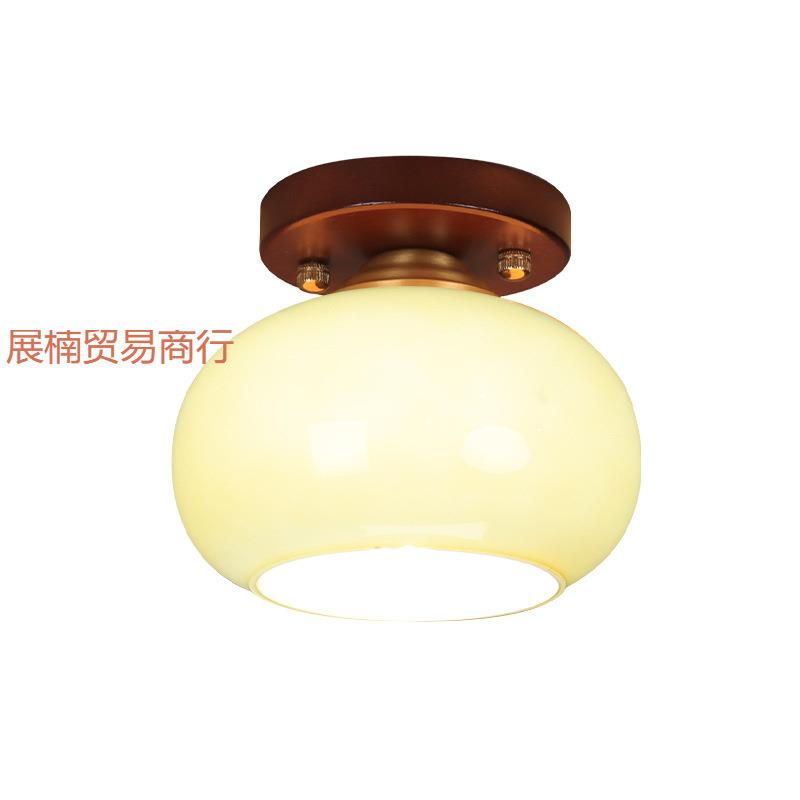 新中式过灯道灯吸顶代简约胡桃玻木璃玄关现阳140台走廊厨卫实木