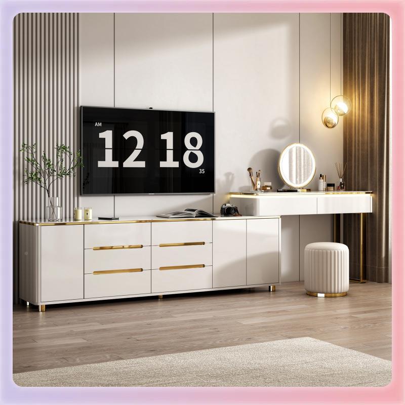 W9Y98X实收木烤漆室岩板梳妆台纳柜一卧简约现体代斗柜梳妆台轻奢