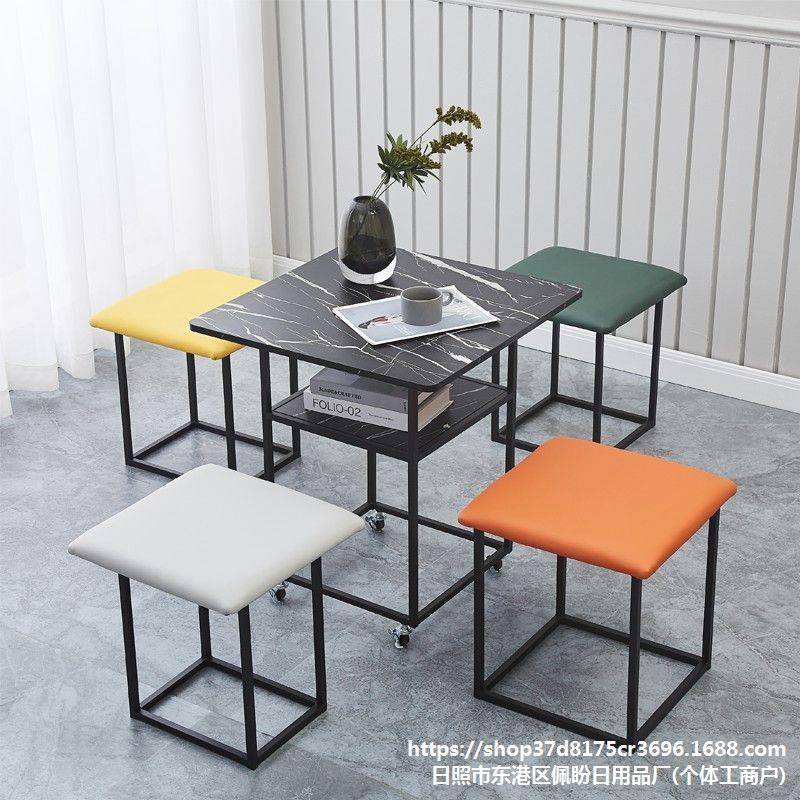 餐桌椅休组合客厅简易卧小室网414红魔方小凳台子套装型家用阳闲